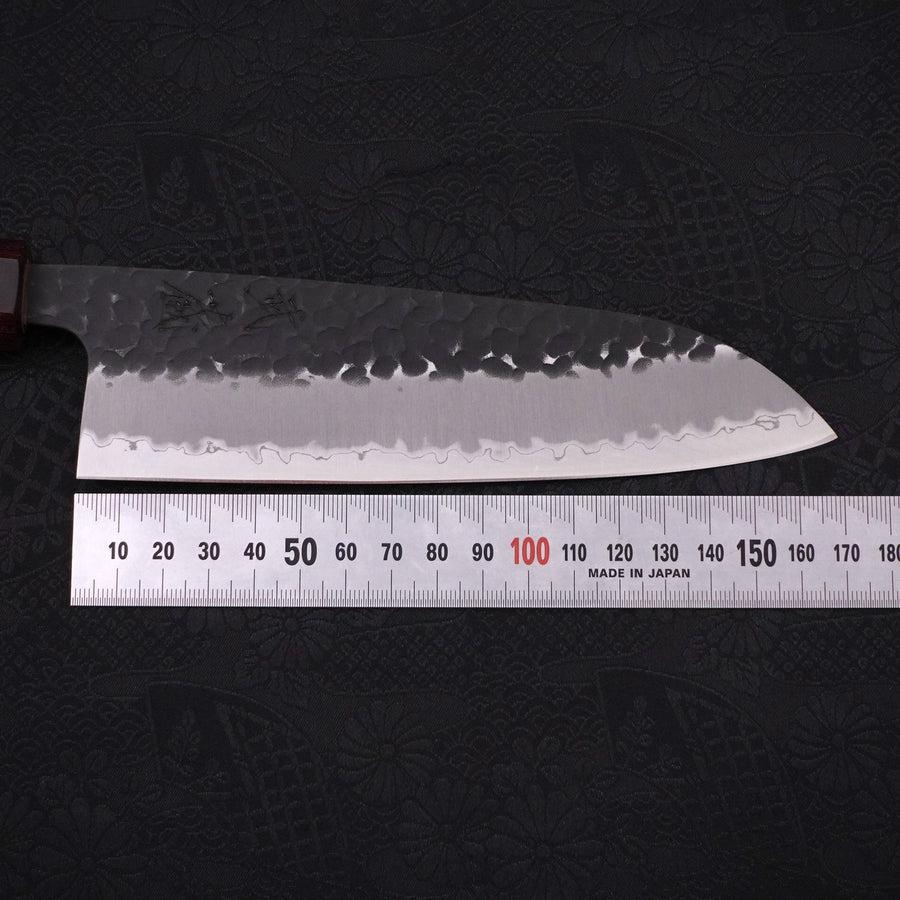 Santoku Stainless Clad Blue Super Kurouchi Tsuchime Zelkova Handle 170mm