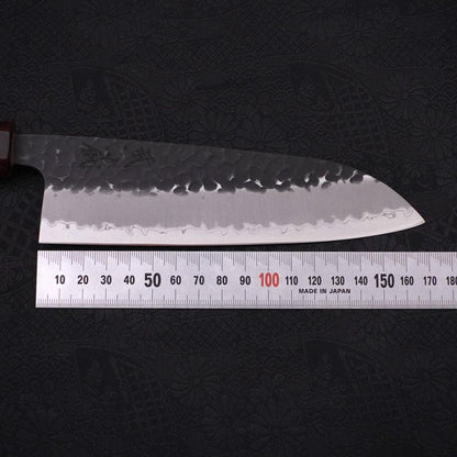 Santoku Stainless Clad Blue Super Kurouchi Tsuchime Zelkova Handle 170mm