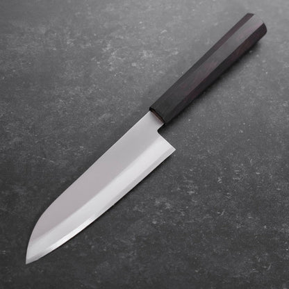 Santoku Stainless Clad Blue Super Polished Buffalo Ebony Handle 140mm