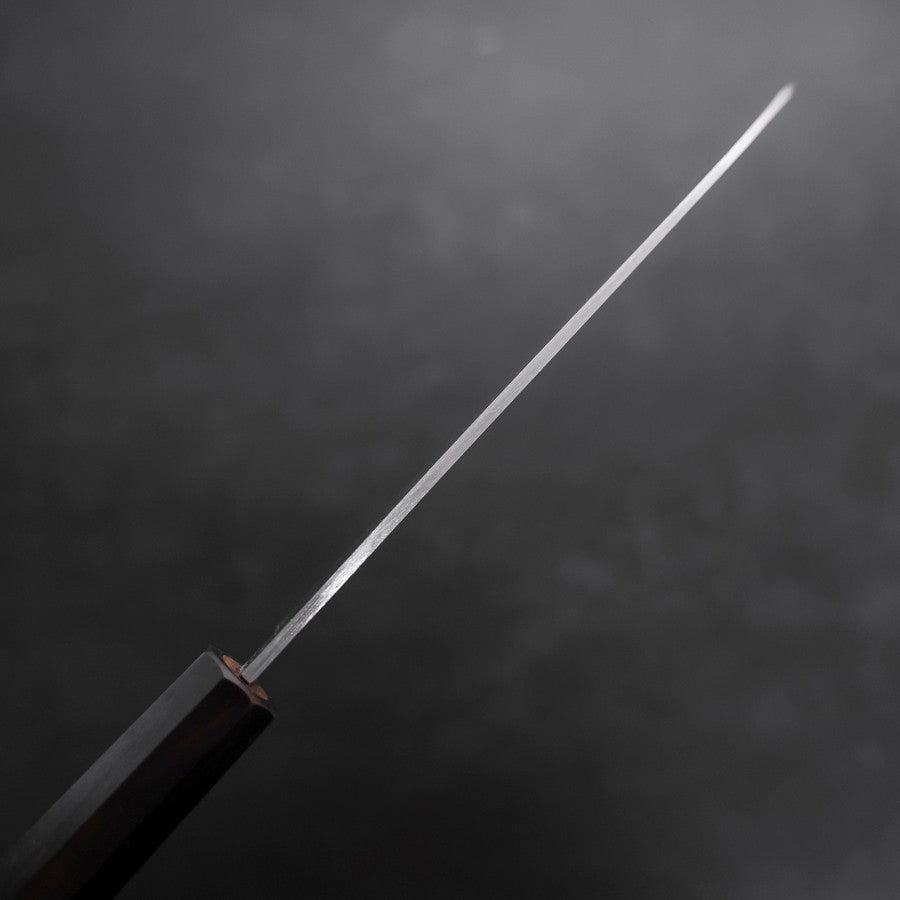 Santoku Stainless Clad Blue Super Polished Buffalo Ebony Handle 140mm