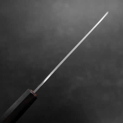 Santoku Stainless Clad Blue Super Polished Buffalo Ebony Handle 140mm