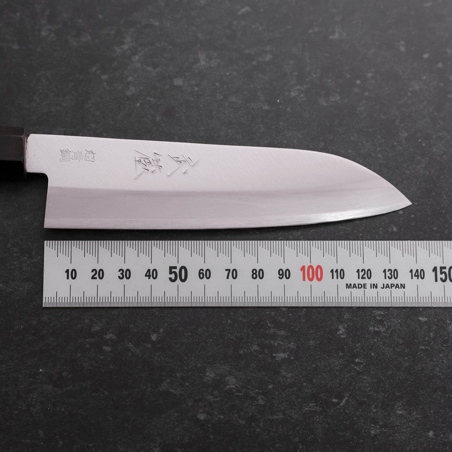 Santoku Stainless Clad Blue Super Polished Buffalo Ebony Handle 140mm