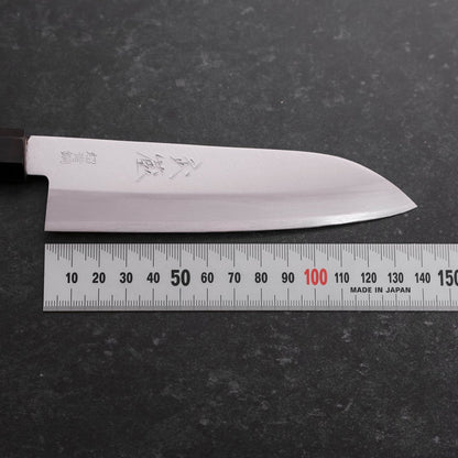 Santoku Stainless Clad Blue Super Polished Buffalo Ebony Handle 140mm