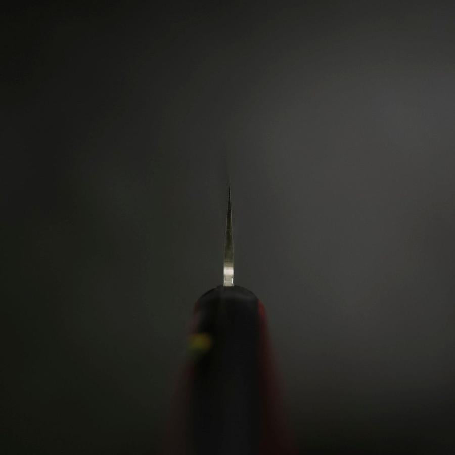 Santoku Stainless Clad Blue Super Polished Western Black Red Handle 140mm