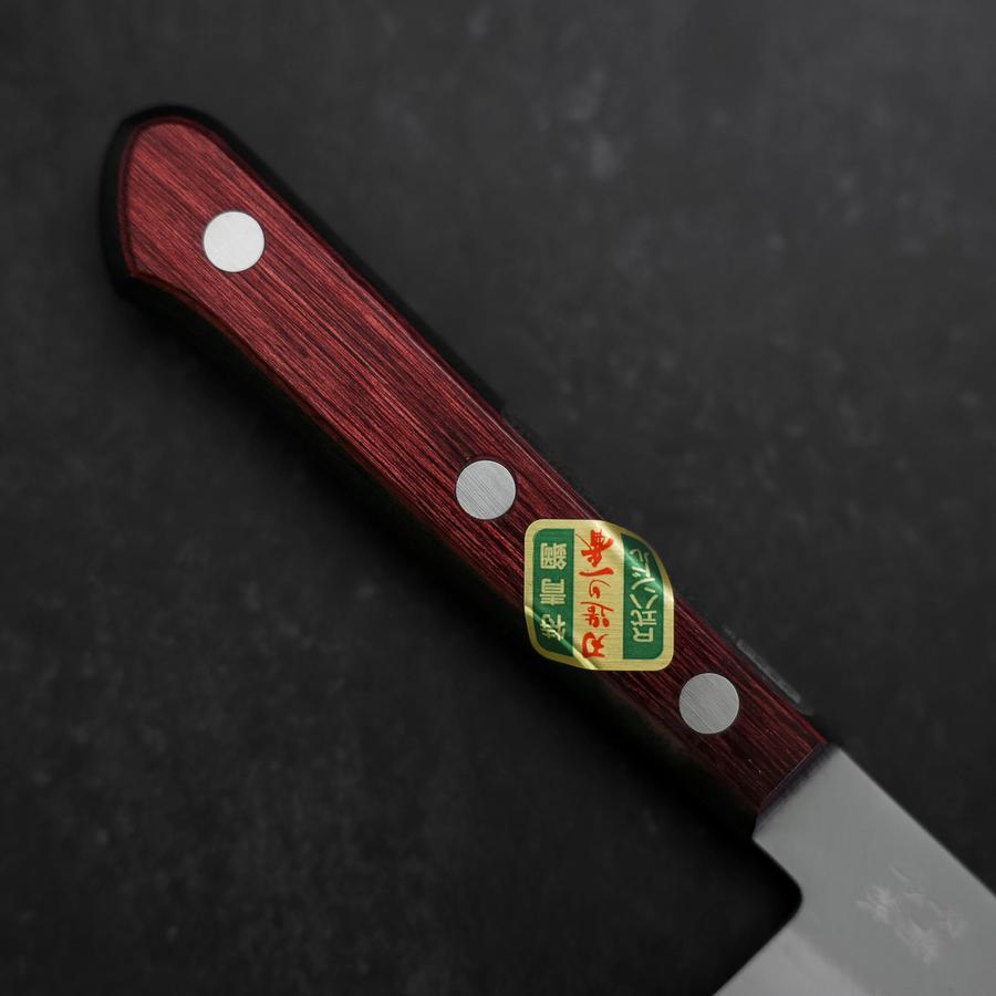 Santoku Stainless Clad Blue Super Polished Western Black Red Handle 140mm