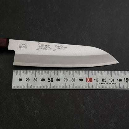 Santoku Stainless Clad Blue Super Polished Western Black Red Handle 140mm