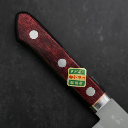 Santoku Stainless Clad Blue Super Polished Western Black Red Handle 165mm