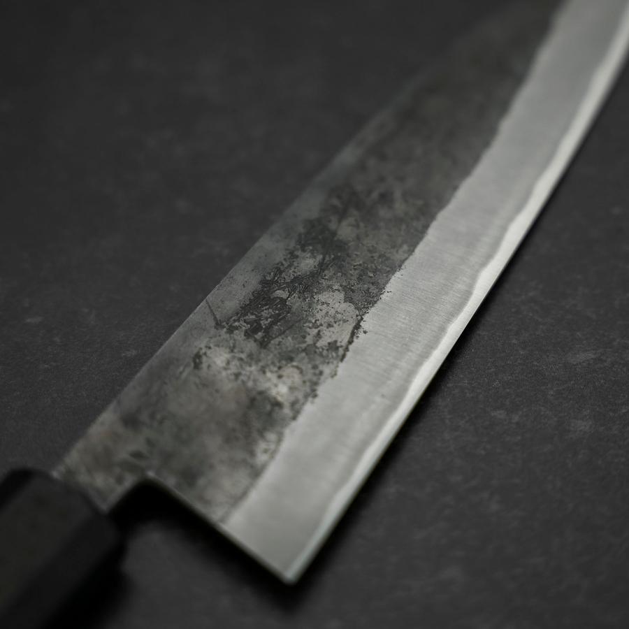 Santoku Stainless Clad Blue Steel #2 Kurouchi Rubber Handle 165mm