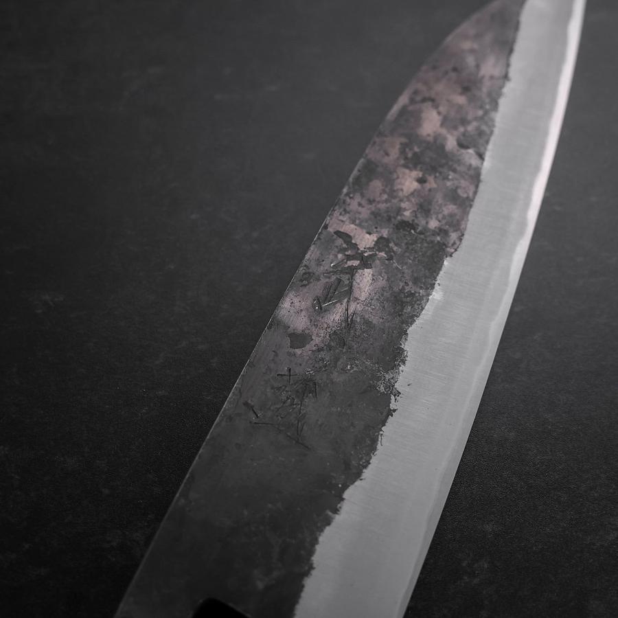 Santoku Stainless Clad Blue Steel #2 Kurouchi Walnut Handle 165mm