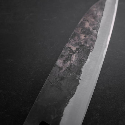 Santoku Stainless Clad Blue Steel #2 Kurouchi Walnut Handle 165mm