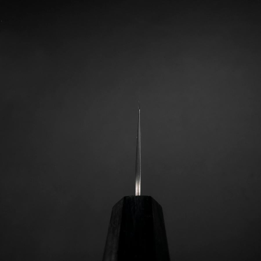 Santoku Sweden Stainless Steel Nashiji Washi Damascus Dark Blue Urushi Handle 165mm