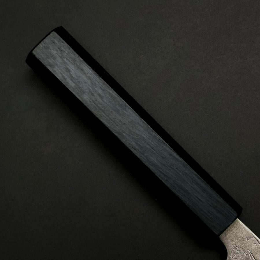 Santoku Sweden Stainless Steel Nashiji Washi Damascus Dark Blue Urushi Handle 165mm