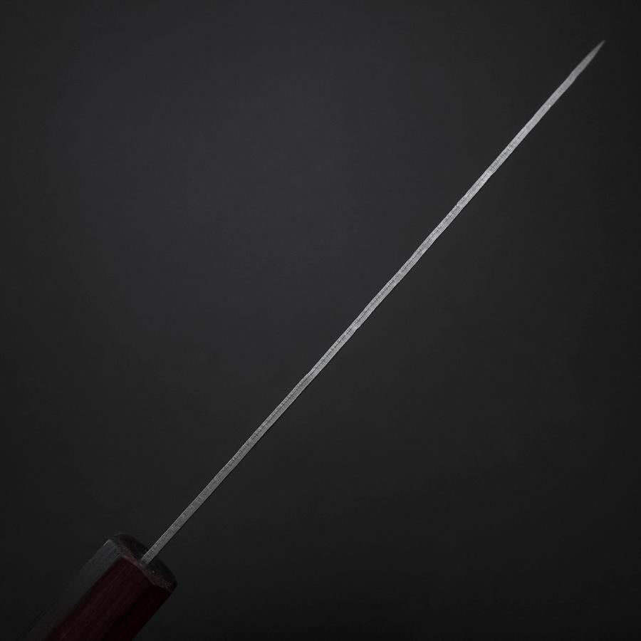 Santoku Sweden Stainless Steel Nashiji Washi Damascus Purple Urushi Handle 165mm