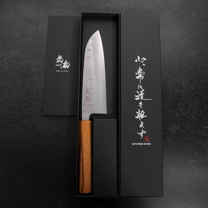 Santoku Sweden Stainless Steel Nashiji Washi Oak Handle 165mm