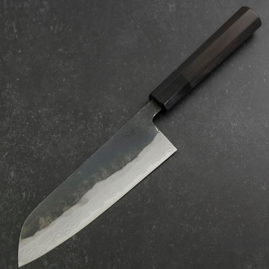 Santoku V-Toku 2 Kurouchi Damascus Buffalo Ebony Handle 165mm