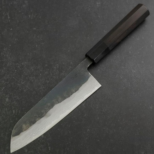 Santoku V-Toku 2 Kurouchi Damascus Buffalo Ebony Handle 165mm