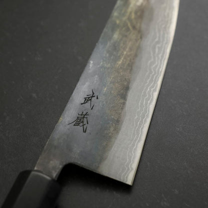 Santoku V-Toku 2 Kurouchi Damascus Buffalo Ebony Handle 165mm
