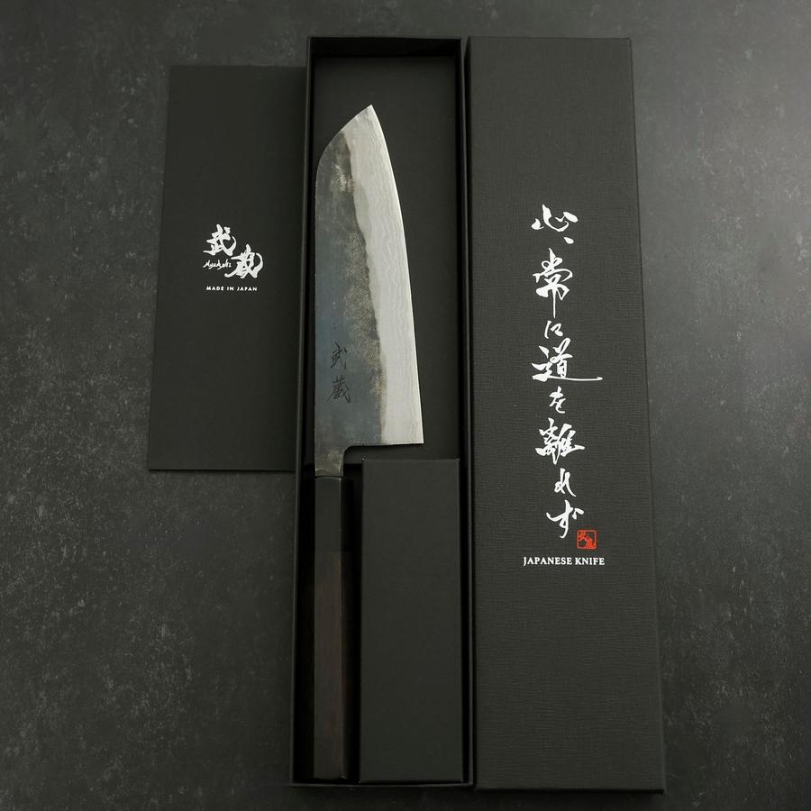 Santoku V-Toku 2 Kurouchi Damascus Buffalo Ebony Handle 165mm