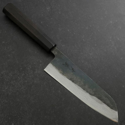 Santoku V-Toku 2 Kurouchi Damascus Buffalo Ebony Handle 165mm
