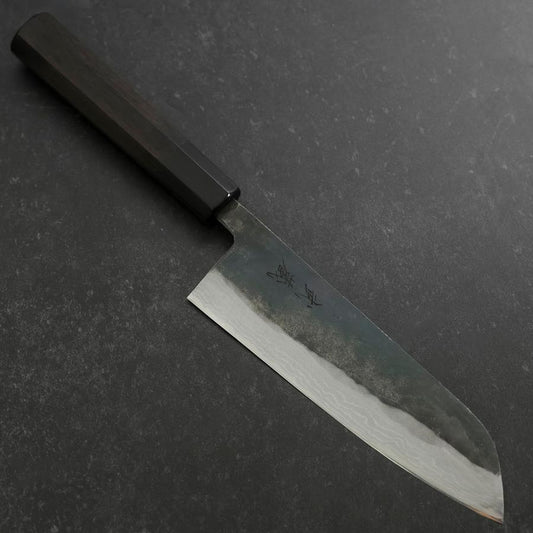 Santoku V-Toku 2 Kurouchi Damascus Buffalo Ebony Handle 165mm
