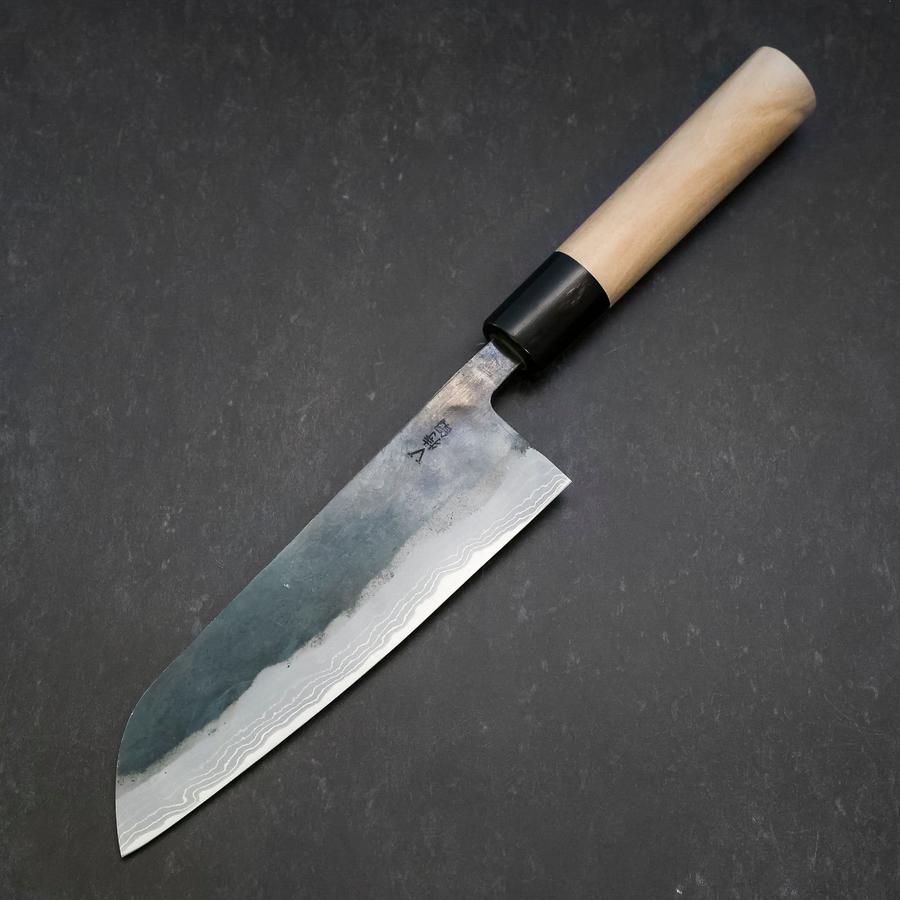 Santoku V-Toku Kurouchi Damascus Buffalo Magnolia Handle 170mm