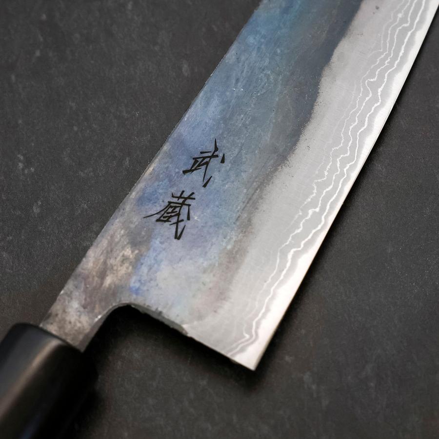 Santoku V-Toku Kurouchi Damascus Buffalo Magnolia Handle 170mm