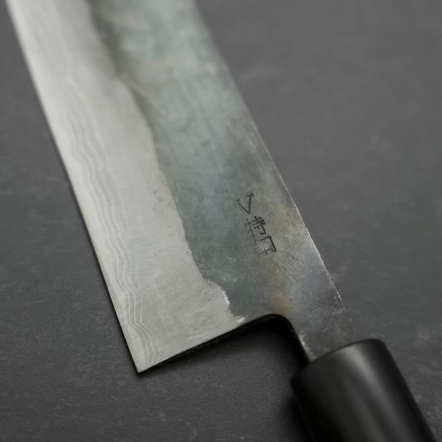 Santoku V-Toku Kurouchi Damascus Buffalo Magnolia Handle 170mm