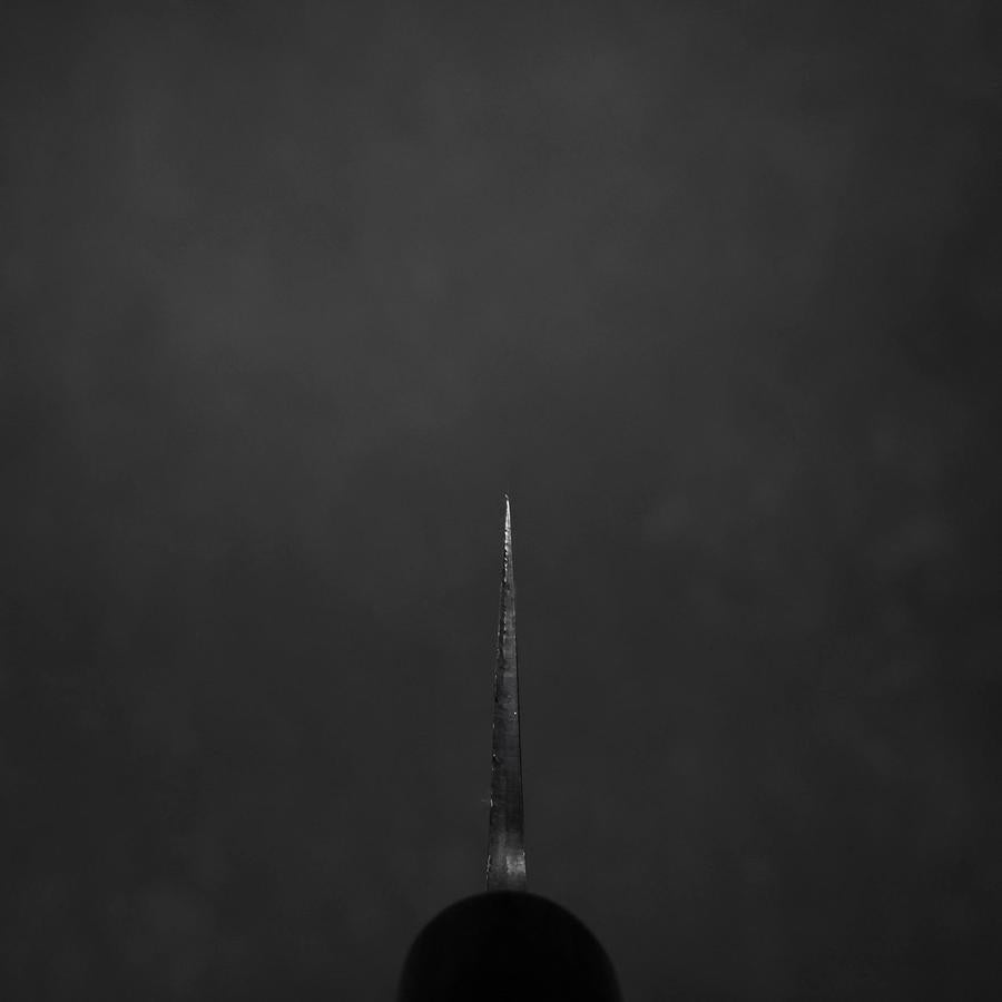 Santoku V-Toku Kurouchi Damascus Buffalo Magnolia Handle 170mm