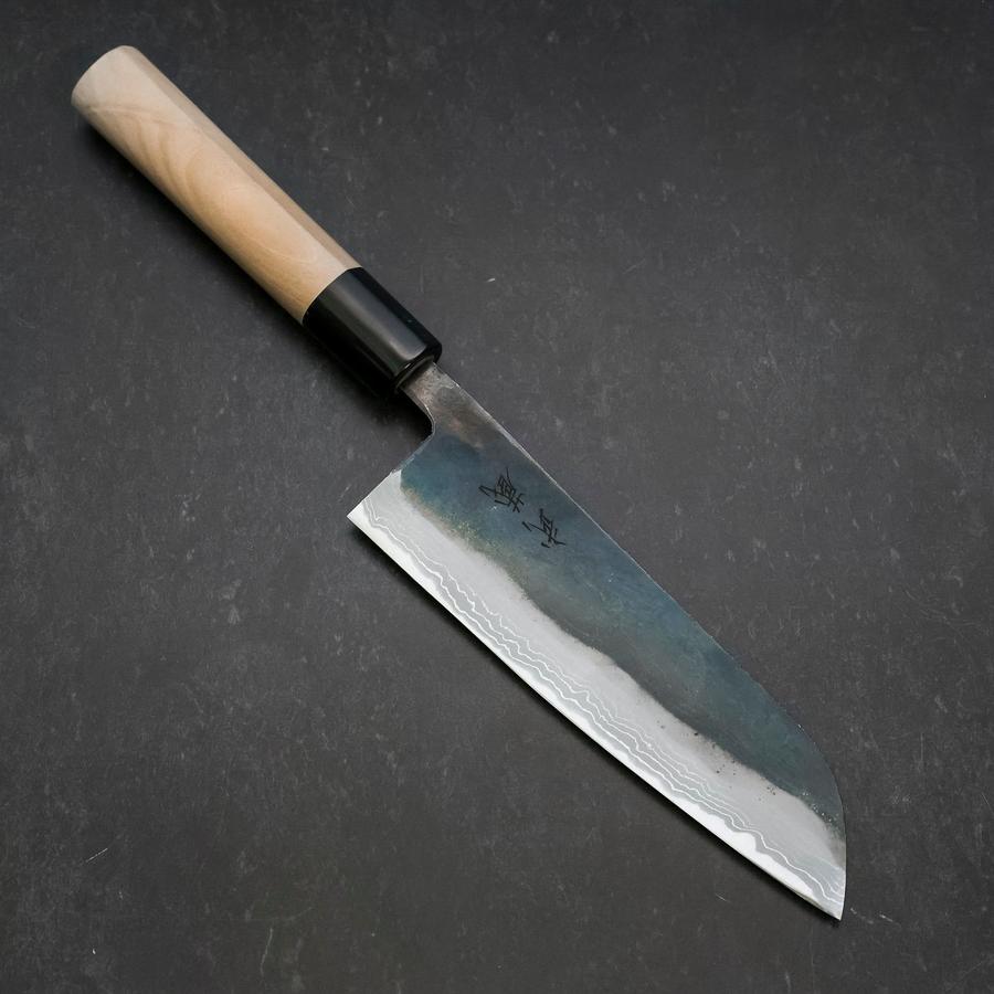 Santoku V-Toku Kurouchi Damascus Buffalo Magnolia Handle 170mm