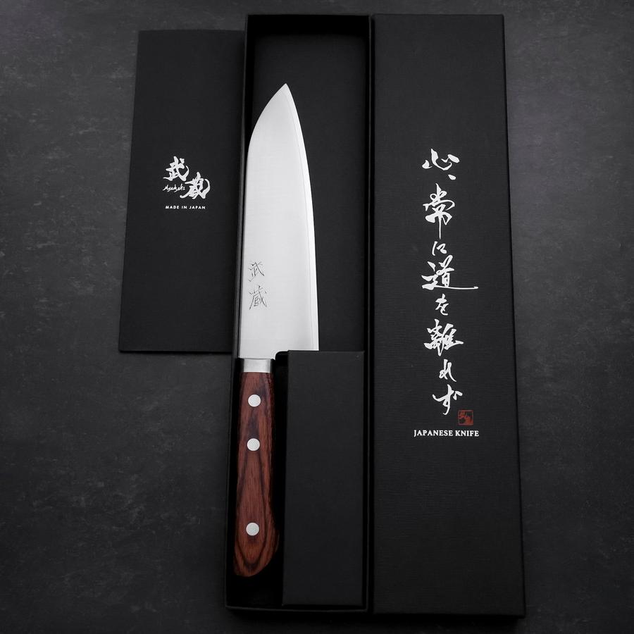 Santoku VG-1 Bokashi Western Mahogany Handle 165mm-[Musashi]-[Japanese-Kitchen-Knives]