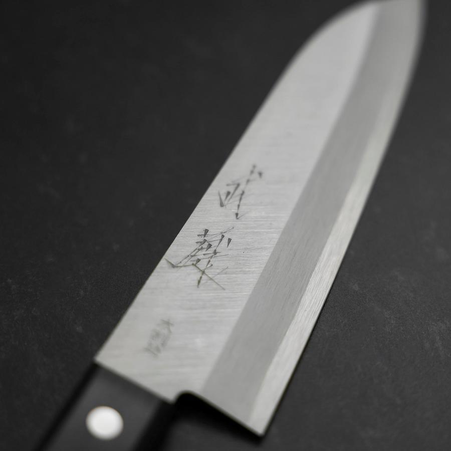 Santoku VG-1 Polished Western Black Handle 165mm (Tsuba-nashi)