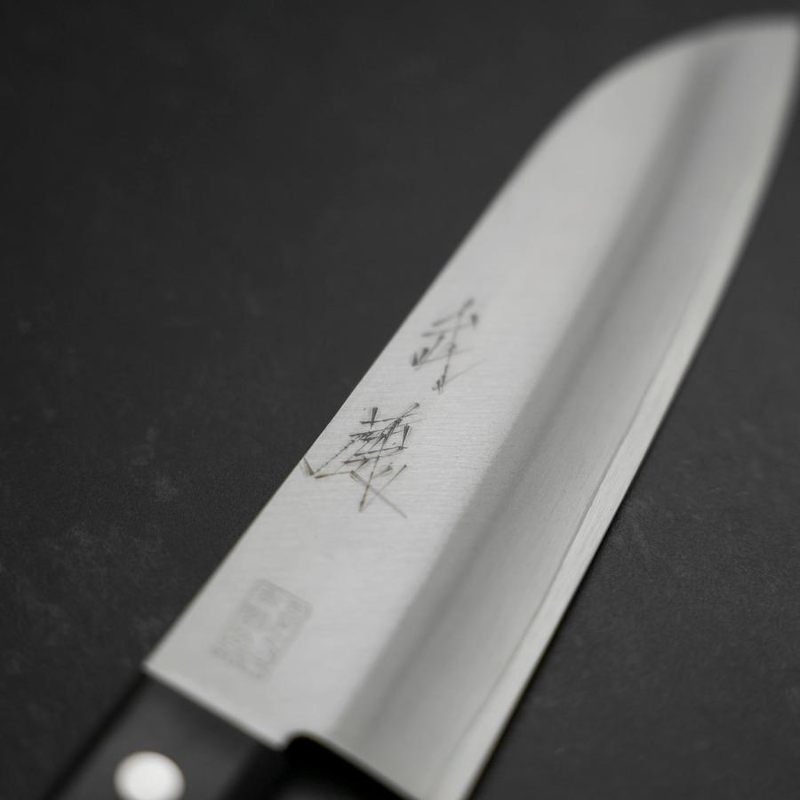 Santoku VG-1 Polished Western Black Handle 165mm (Tsuba-nashi)