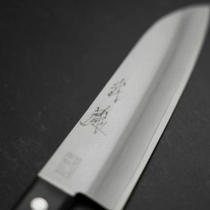 Santoku VG-1 Polished Western Black Handle 165mm (Tsuba-nashi)