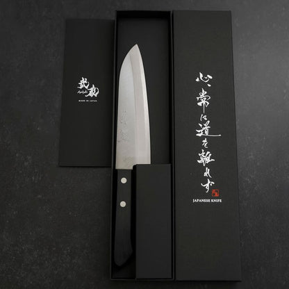 Santoku VG-1 Polished Western Black Handle 165mm (Tsuba-nashi)