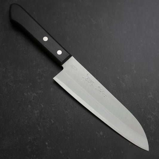 Santoku VG-1 Polished Western Black Handle 165mm (Tsuba-nashi)