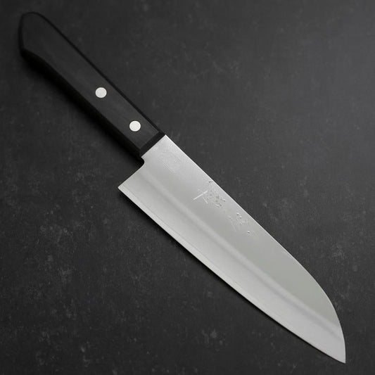 Santoku VG-1 Polished Western Black Handle 165mm (Tsuba-nashi)