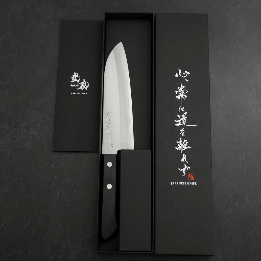 Santoku VG-1 Polished Western Black Handle 170mm (Tsuba-nashi)