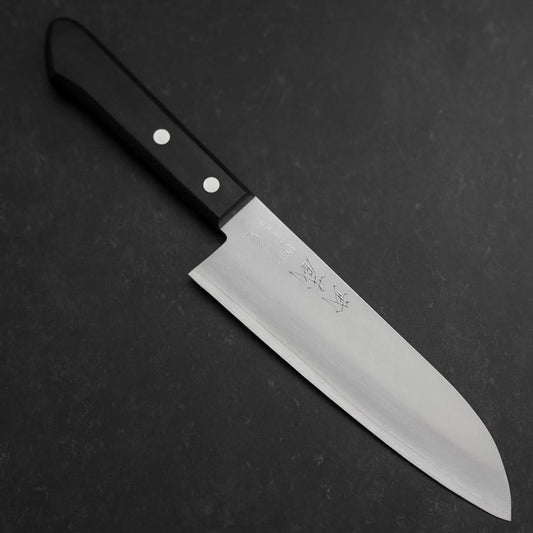 Santoku VG-1 Polished Western Black Handle 170mm (Tsuba-nashi)