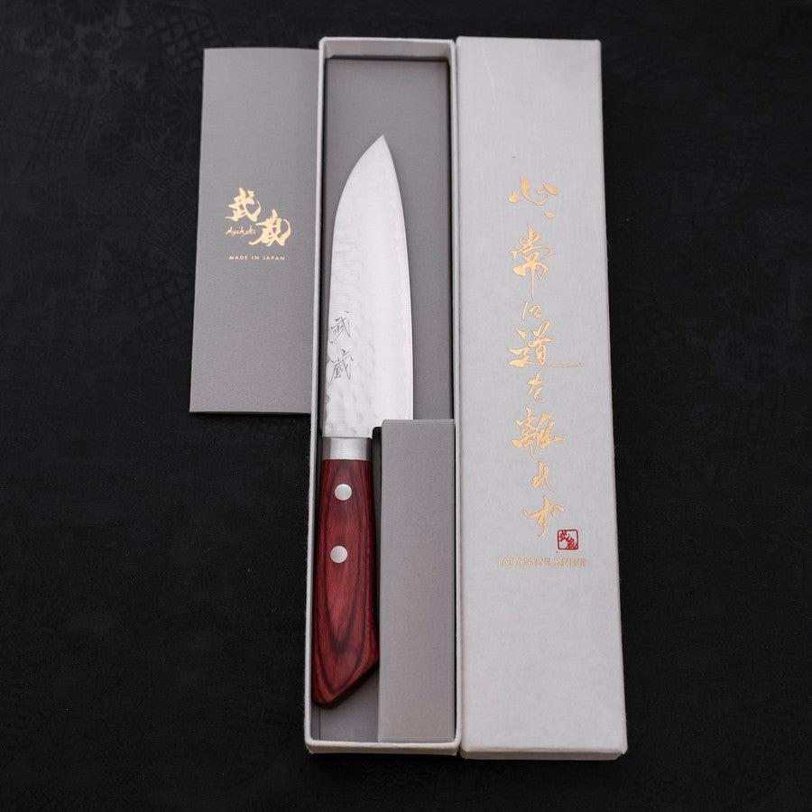 Santoku VG-1 Tsuchime Damascus Western Red Handle 130mm