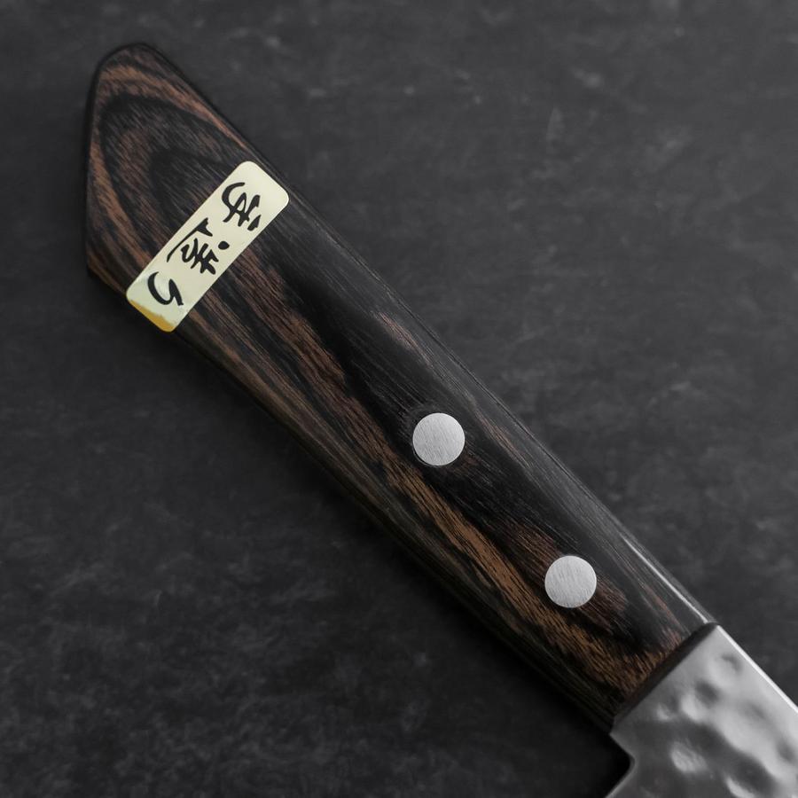 Santoku VG-1 Tsuchime Western Brown Mahogany Handle 130mm (Tsuba Nashi)