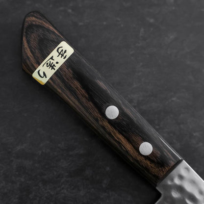 Santoku VG-1 Tsuchime Western Brown Mahogany Handle 130mm (Tsuba Nashi)