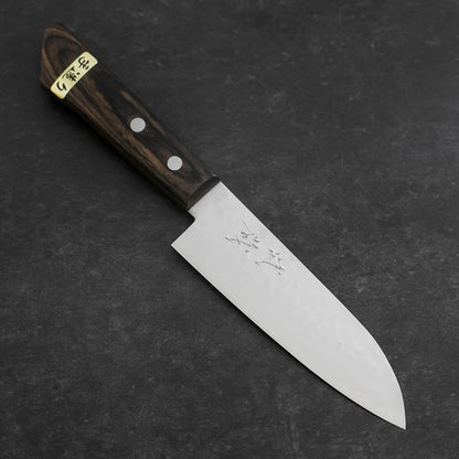 Santoku VG-1 Tsuchime Western Brown Mahogany Handle 130mm (Tsuba Nashi)