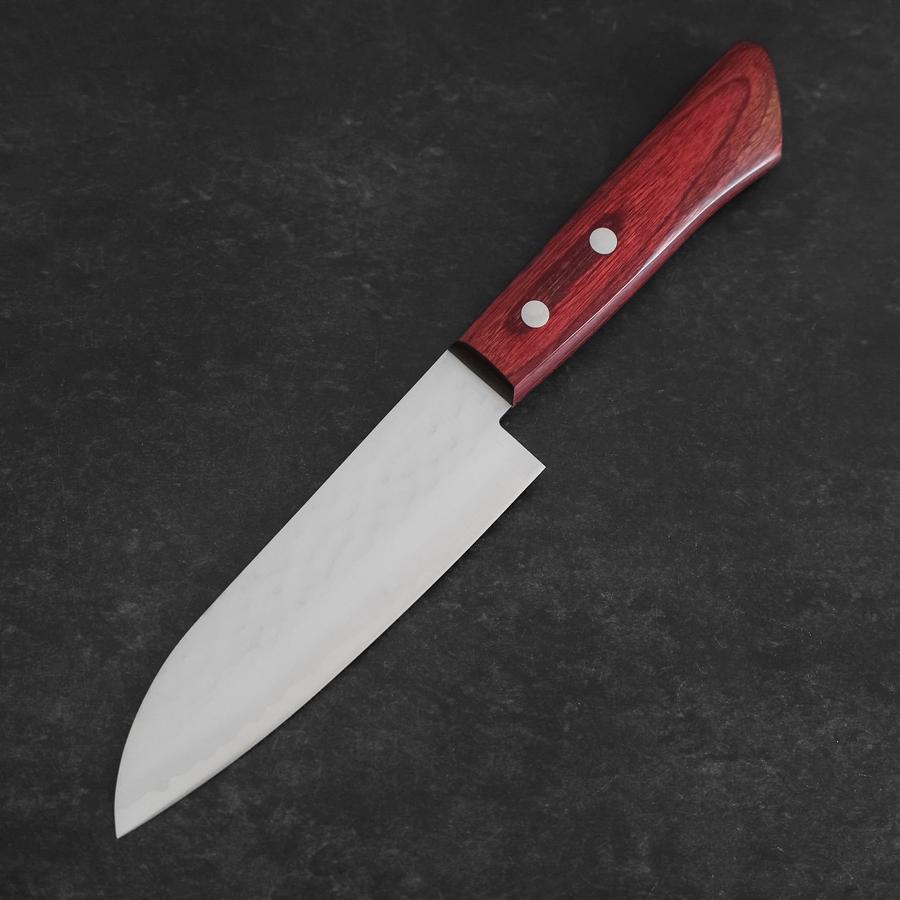Santoku VG-1 Tsuchime Western Red Mahogany Handle 130mm (Tsuba Nashi)