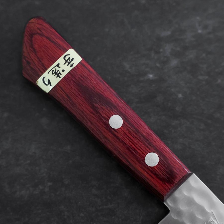 Santoku VG-1 Tsuchime Western Red Mahogany Handle 130mm (Tsuba Nashi)