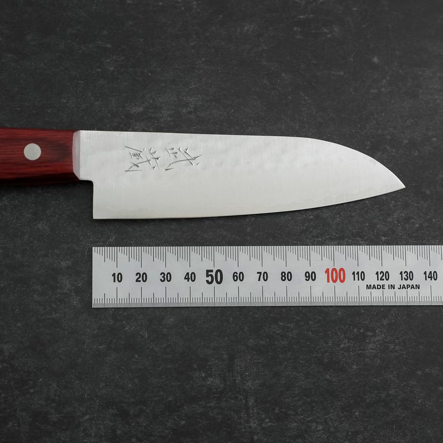 Santoku VG-1 Tsuchime Western Red Mahogany Handle 130mm (Tsuba Nashi)