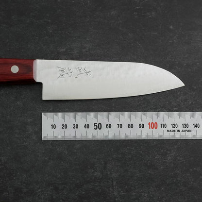 Santoku VG-1 Tsuchime Western Red Mahogany Handle 130mm (Tsuba Nashi)