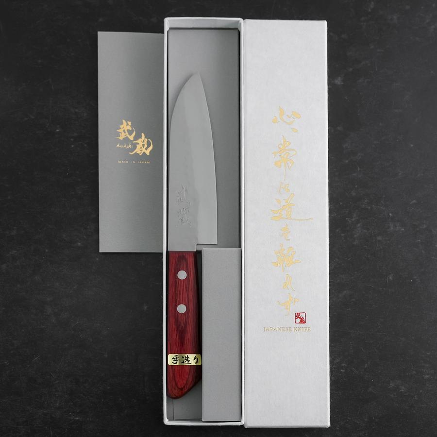 Santoku VG-1 Tsuchime Western Red Mahogany Handle 130mm (Tsuba Nashi)