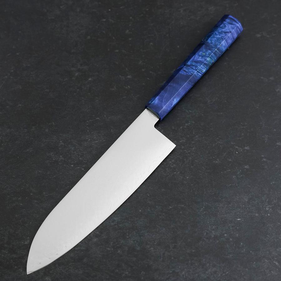 Santoku VG-10 Damascus Blue Birch Handle 180mm