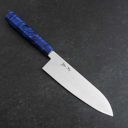 Santoku VG-10 Damascus Blue Birch Handle 180mm