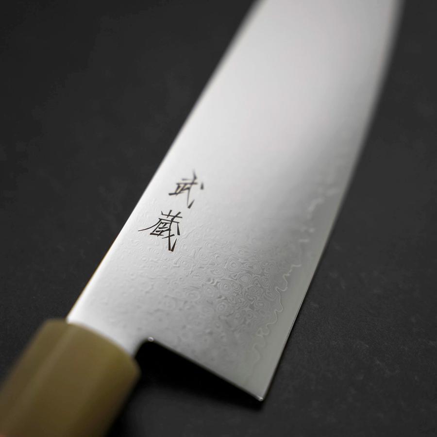 Santoku VG-10 Damascus Buffalo Dark Pink Maple Handle 180mm